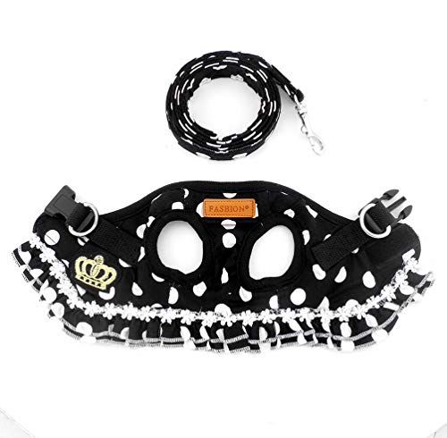 SELMAI Puppy Cat Girl Dog Ruffles Polka Dots Small Dog Vest Harness Lead Set Mesh Padded No Pull - Image 7