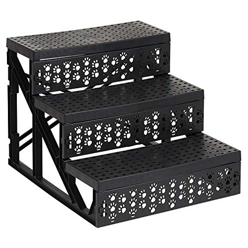 SavingPlus 3 Steps Pet Dog Ladder Soft Stairs Puppy Washable Cover Ramp Grey - Image 5
