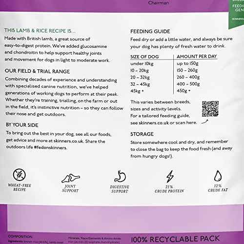 Skinner’s Field & Trial Lamb & Rice – Complete Dry Adult Dog Food, For Active and Energetic Dogs, Sensitive, 15kg - Image 5