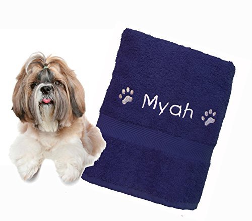 Spoilt Rotten Workshop Personalised Cosy Paw Navy Blue Travel Pet Towel For Dogs 36" x 20" - Image 3