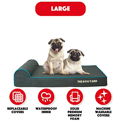 The Dog’s Bed Orthopaedic Dog Bed Large Grey with Blue Trim 101x64x10cm, Waterproof Memory Foam Dog Bed - Image 7