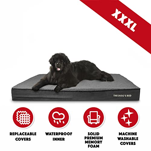 The Dog’s Bed Orthopaedic Dog Bed XXXL Grey Plush 162x111x15cm, Waterproof Memory Foam Dog Bed - Image 7