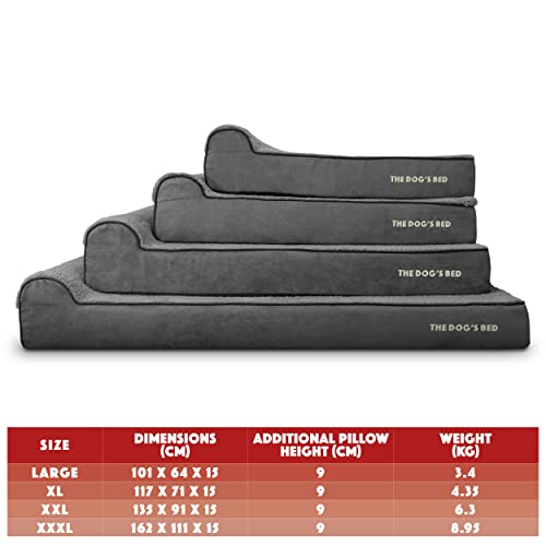 The Dog’s Bed Orthopaedic Headrest Dog Bed Extra Large Grey Plush 117x71x15cm, Waterproof Memory Foam Dog Bed - Image 5