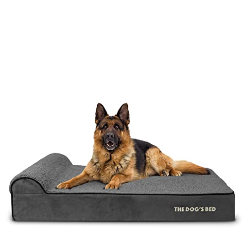 The Dog’s Bed Orthopaedic Headrest Dog Bed Extra Large Grey Plush 117x71x15cm, Waterproof Memory Foam Dog Bed - Image 2