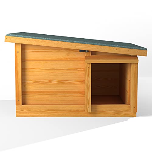 The Hutch Company Hedgehog House and Hibernation Shelter - Predator-Proof Outdoor Habitat, Feeding Station and Home - Felt Roof Cover and Full Wood Flooring - Best Pet Garden Hedgehogs Wooden Houses - Image 3