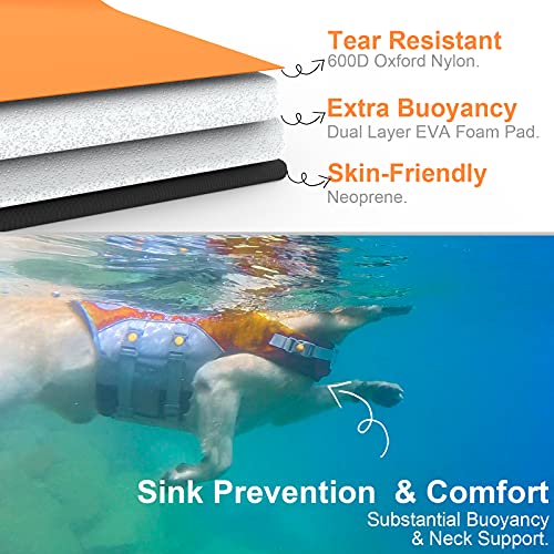 ThinkPet Dog Life Jacket Small Reflective Lifesaver with Rescue Handle Adjustable Floating Vest High Buoyancy Aid Dog Vest X-Small Orange - Image 3