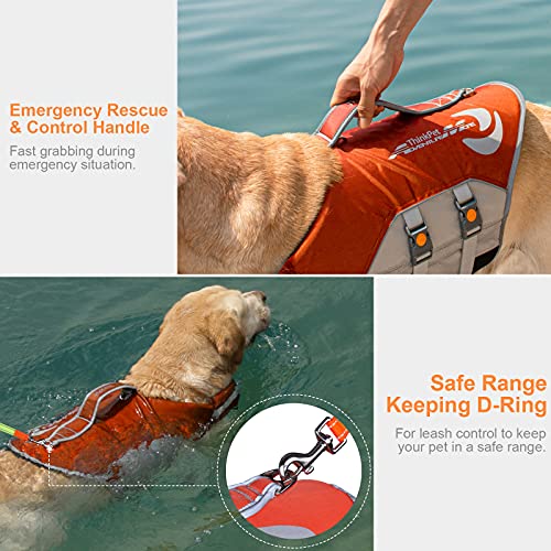 ThinkPet Dog Life Jacket Small Reflective Lifesaver with Rescue Handle Adjustable Floating Vest High Buoyancy Aid Dog Vest X-Small Orange - Image 6