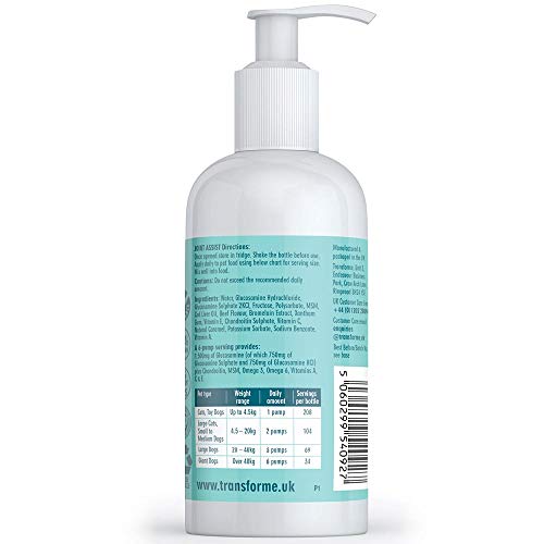 Transforme Joint Care Supplement for Dogs and Cats, Joint Assist High Strength Glucosamine, Chondroitin, MSM, Cod Liver Oil Plus Vitamins A, C & E, 250ml - Image 3
