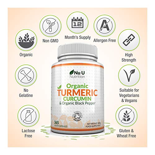 Organic Turmeric and Black Pepper Capsules 600mg - 365 Vegan Capsules - 1 Year Supply - Soil Association Certified - High Strength Tumeric Curcumin Supplement - Made in The UK - Image 4