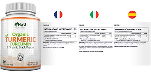 Organic Turmeric and Black Pepper Capsules 600mg - 365 Vegan Capsules - 1 Year Supply - Soil Association Certified - High Strength Tumeric Curcumin Supplement - Made in The UK - Image 6