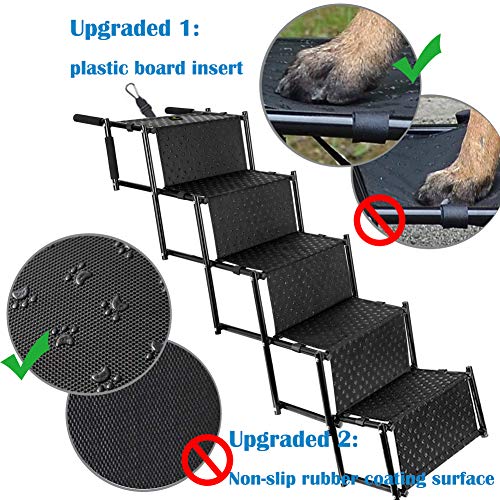 Upgraded Pet Dog Car Step Stairs, Accordion Metal Frame Folding Pet Ramp for Indoor Outdoor Use, Lightweight Portable Auto Large Dog and Cat Ladder for Cars, Trucks and SUVs Cargo, Couch and High Bed - Image 3