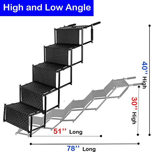Upgraded Pet Dog Car Step Stairs, Accordion Metal Frame Folding Pet Ramp for Indoor Outdoor Use, Lightweight Portable Auto Large Dog and Cat Ladder for Cars, Trucks and SUVs Cargo, Couch and High Bed - Image 4