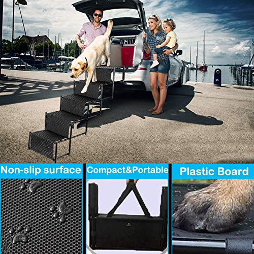 Upgraded Pet Dog Car Step Stairs, Accordion Metal Frame Folding Pet Ramp for Indoor Outdoor Use, Lightweight Portable Auto Large Dog and Cat Ladder for Cars, Trucks and SUVs Cargo, Couch and High Bed - Image 7