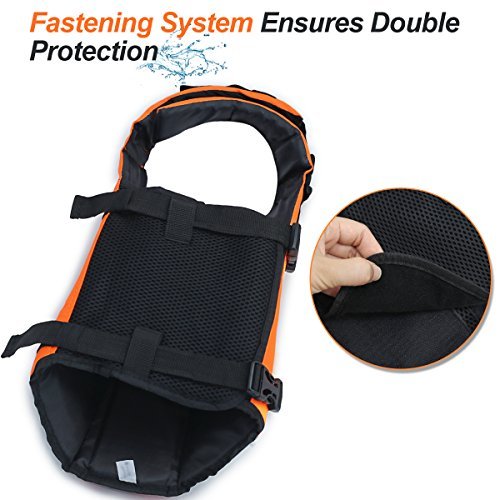 VIVAGLORY Ripstop Dog Life Jacket for Small Medium Large Dogs Boating, Dog Swimming Vest with Enhanced Buoyancy & Visibility, Bright Orange - Image 5