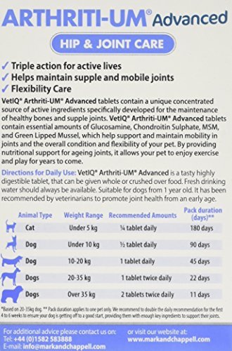 VetIQ Arthriti-Um Advanced Hip & Joint Care, 45 Tablets, Dog & Cat Supplements, Dog Vitamins Promote Joint Health & Mobility with Glucosamine and Chondroitin Helps Pain Relief For Dogs - Image 3