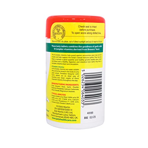 Vetzyme, Garlic Tablets for Dogs, Helps Maintain a Healthy Heart, Savoury Treat with B Complex Vitamins (240 Tablets) - Image 3