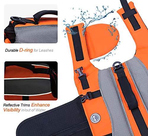 VIVAGLORY Dog Life Jacket with Removable Front Float, Life Vest with Reflective Trims & Extra Padding for Swimming & Boating, Small, Bright Orange - Image 6