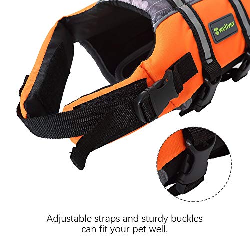 Wellver Dog Life Jacket Pet Life Preserver Saving Vest with Reflective Strips, S, Orange - Image 3
