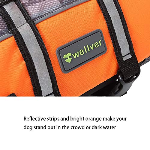 Wellver Dog Life Jacket Pet Life Preserver Saving Vest with Reflective Strips, S, Orange - Image 5