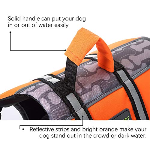 Wellver Dog Life Jacket Pet Life Preserver Saving Vest with Reflective Strips, S, Orange - Image 6