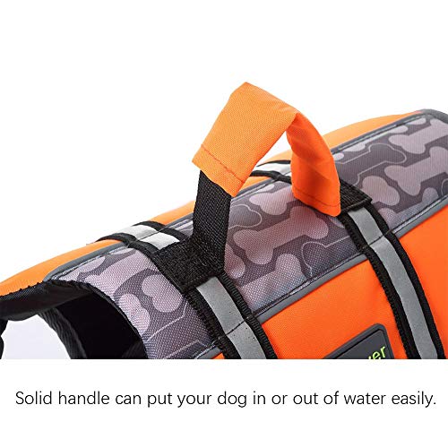 Wellver Dog Life Jacket Pet Life Preserver Saving Vest with Reflective Strips, S, Orange - Image 7