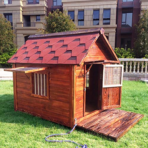 XBSD Solid Wood Dog Houses, Outdoor Weather-Resistant Log Cabin, Home Pet Furniture,Weather Waterproof Pet Kennel Natural Wooden Dog House - Image 7