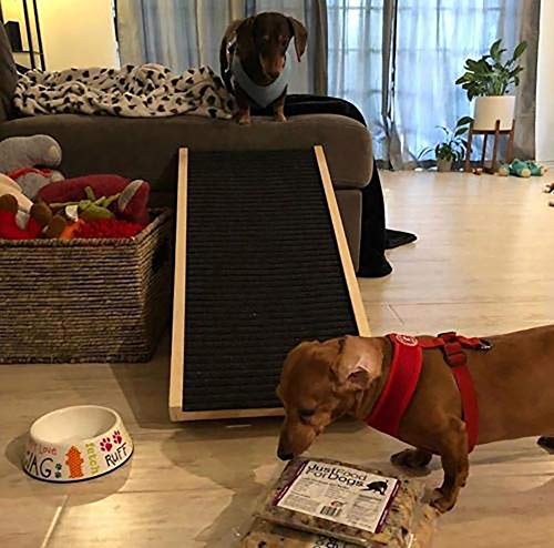 XEMQENER Solid Wooden Pet Ramp Car Dog Ladder - Height Adjustable with Non-slip Carpet Safety Pets Ladder - Image 4