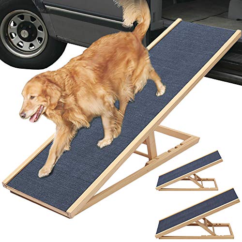 XEMQENER Solid Wooden Pet Ramp Car Dog Ladder - Height Adjustable with Non-slip Carpet Safety Pets Ladder - Image 6