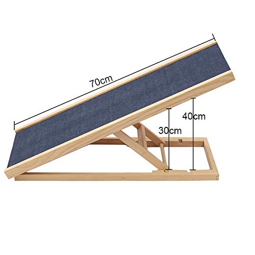 XEMQENER Solid Wooden Pet Ramp Car Dog Ladder - Height Adjustable with Non-slip Carpet Safety Pets Ladder - Image 7