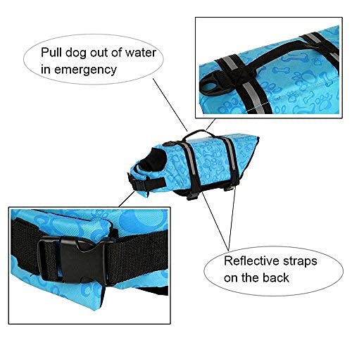 YMTECH Dog Life Jacket, Reflective Swimming Harness Dog Lifejacket Vest - Blue - Image 5