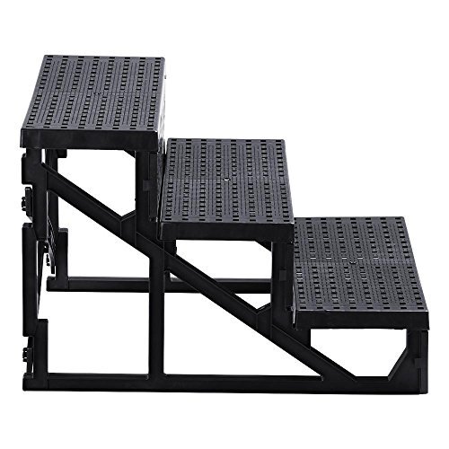 Yaheetech Plush Covered Pet Stairs 3 Steps for Dog Cat,White - Image 6