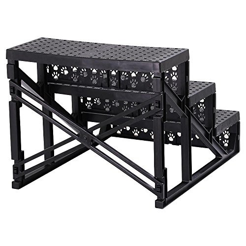 Yaheetech Plush Covered Pet Stairs 3 Steps for Dog Cat,White - Image 7