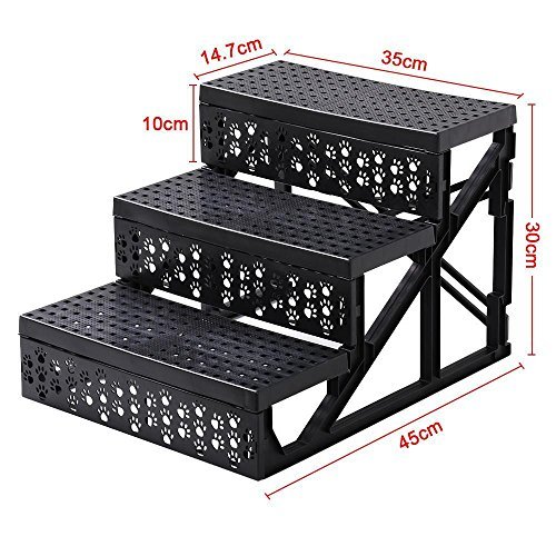 Yaheetech Plush Covered Pet Stairs 3 Steps for Dog Cat,White - Image 5