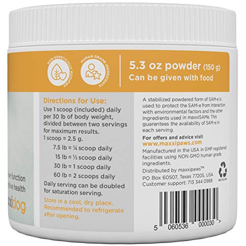 maxxipaws maxxiSAMe Advanced SAM-e Liver and Cognitive Supplement for Dogs Given with Food - Powder 150 g - Image 7
