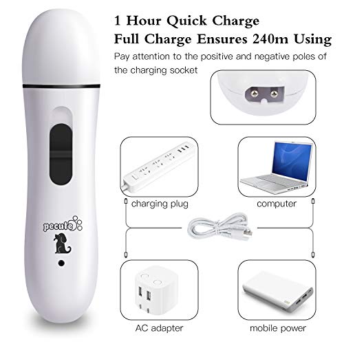 Pecute Dog Nail Grinders, 50 DB Ultra Quiet Electric Nail File With 2 Speeds Fast Clipping, Quick USB Charging, Long Working Time Pet Claw Trimmers for Small to Medium Dogs Cats(White) - Image 6