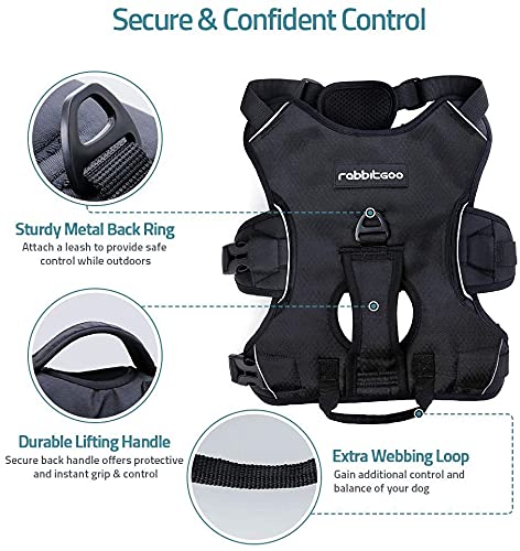 rabbitgoo Escape-Proof Dog Harness Medium with Large Handle, Anti-Pull Reflective Working Service Dog Harness, Breathable Pets Vest, Adjustable Lift Support Body Harness Large Dogs Outdoor, L, Black - Image 4