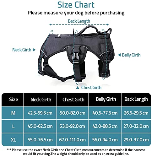 rabbitgoo Escape-Proof Dog Harness Medium with Large Handle, Anti-Pull Reflective Working Service Dog Harness, Breathable Pets Vest, Adjustable Lift Support Body Harness Large Dogs Outdoor, L, Black - Image 8
