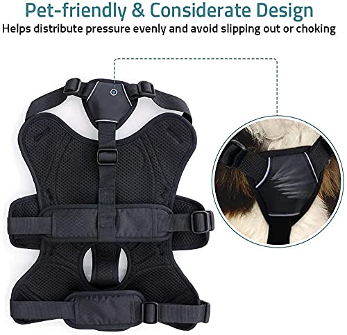 rabbitgoo Escape-Proof Dog Harness Medium with Large Handle, Anti-Pull Reflective Working Service Dog Harness, Breathable Pets Vest, Adjustable Lift Support Body Harness Large Dogs Outdoor, L, Black - Image 9