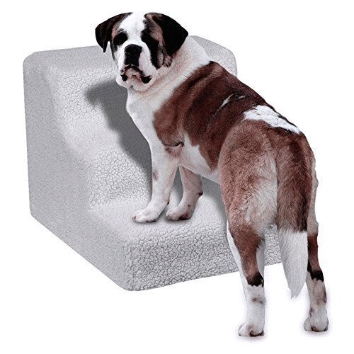 tinkertonk Pet Stairs 3 Steps Stairs Dog Cat Steps Pet Ramp Ladder Portable Travel -White - Image 3