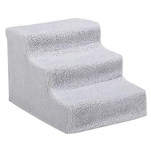 tinkertonk Pet Stairs 3 Steps Stairs Dog Cat Steps Pet Ramp Ladder Portable Travel -White - Image 5