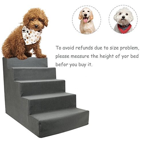 TOPARCHERY Upgraded 3 Dog Steps All foam Heightened Pet Stair for High Bed with Washable Cover for Dogs Cats - Best for Small Pets (5 steps) - Image 3