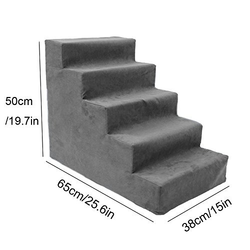 TOPARCHERY Upgraded 3 Dog Steps All foam Heightened Pet Stair for High Bed with Washable Cover for Dogs Cats - Best for Small Pets (5 steps) - Image 4