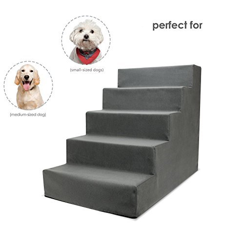 TOPARCHERY Upgraded 3 Dog Steps All foam Heightened Pet Stair for High Bed with Washable Cover for Dogs Cats - Best for Small Pets (5 steps) - Image 5