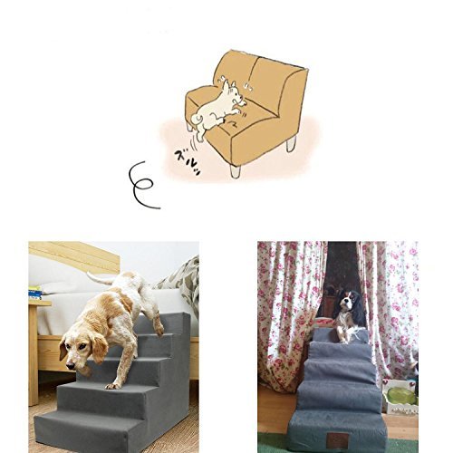 TOPARCHERY Upgraded 3 Dog Steps All foam Heightened Pet Stair for High Bed with Washable Cover for Dogs Cats - Best for Small Pets (5 steps) - Image 6