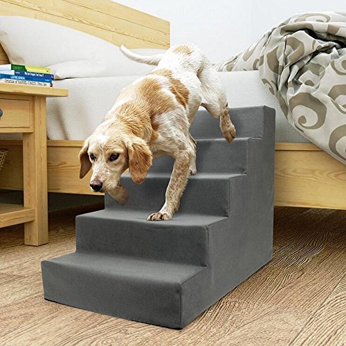 TOPARCHERY Upgraded 3 Dog Steps All foam Heightened Pet Stair for High Bed with Washable Cover for Dogs Cats - Best for Small Pets (5 steps) - Image 7