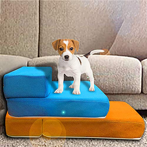 DAYSEVENTH Breathable Mesh Foldable Pet Stairs Detachable Pet Bed Stairs Dog Ramp 2 Steps L - Image 4