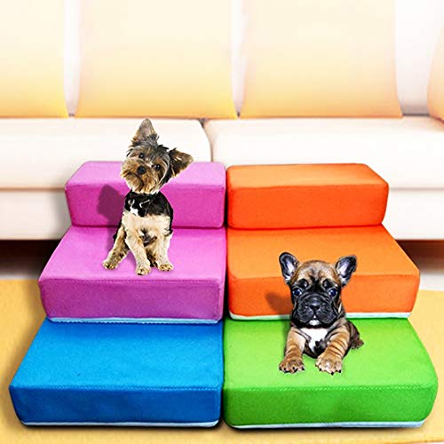 H87yC4ra Foldable 2 Steps Dog Steps Pet Ramp Cat Ladder, Dogs Plush Ladder Puppy Accessories for Bed and Sofa - Image 3