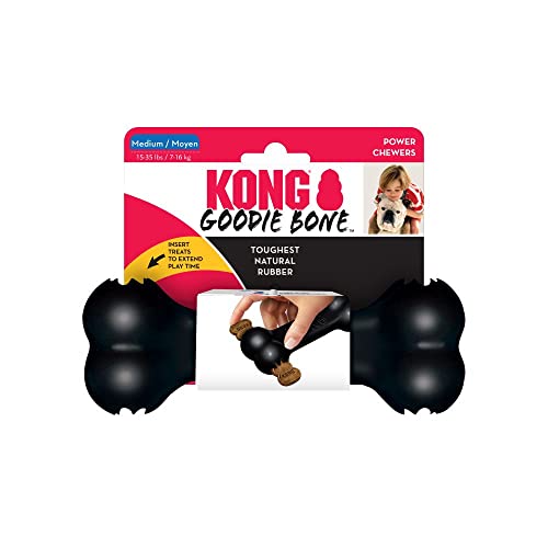 KONG - Extreme Goodie Bone - Durable Rubber Dog Bone for Power Chewers, Black - For Medium Dogs - Image 4