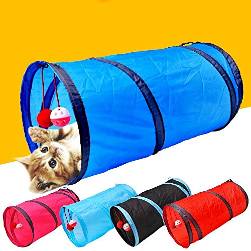 Komanic Cat Tunnel Toy Funny Pet 2 Holes Play Tubes Balls Collapsible Crinkle Kitten Toys Puppy Ferrets Rabbit Play Dog Tunnel Tubes - Image 3