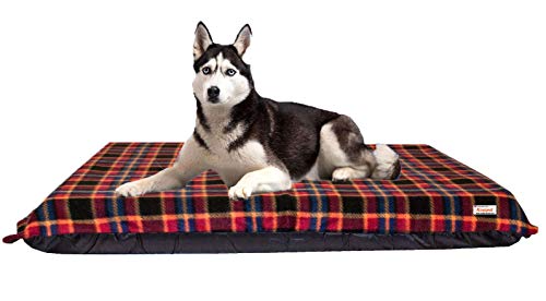 KosiPet Extra Large Deluxe High Density Foam Mattress Waterproof Dog Bed Beds Red Check Fleece - Image 3